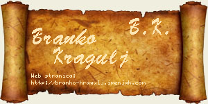 Branko Kragulj vizit kartica